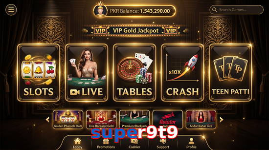 Main screen of Super9t9 casino page for PK players
